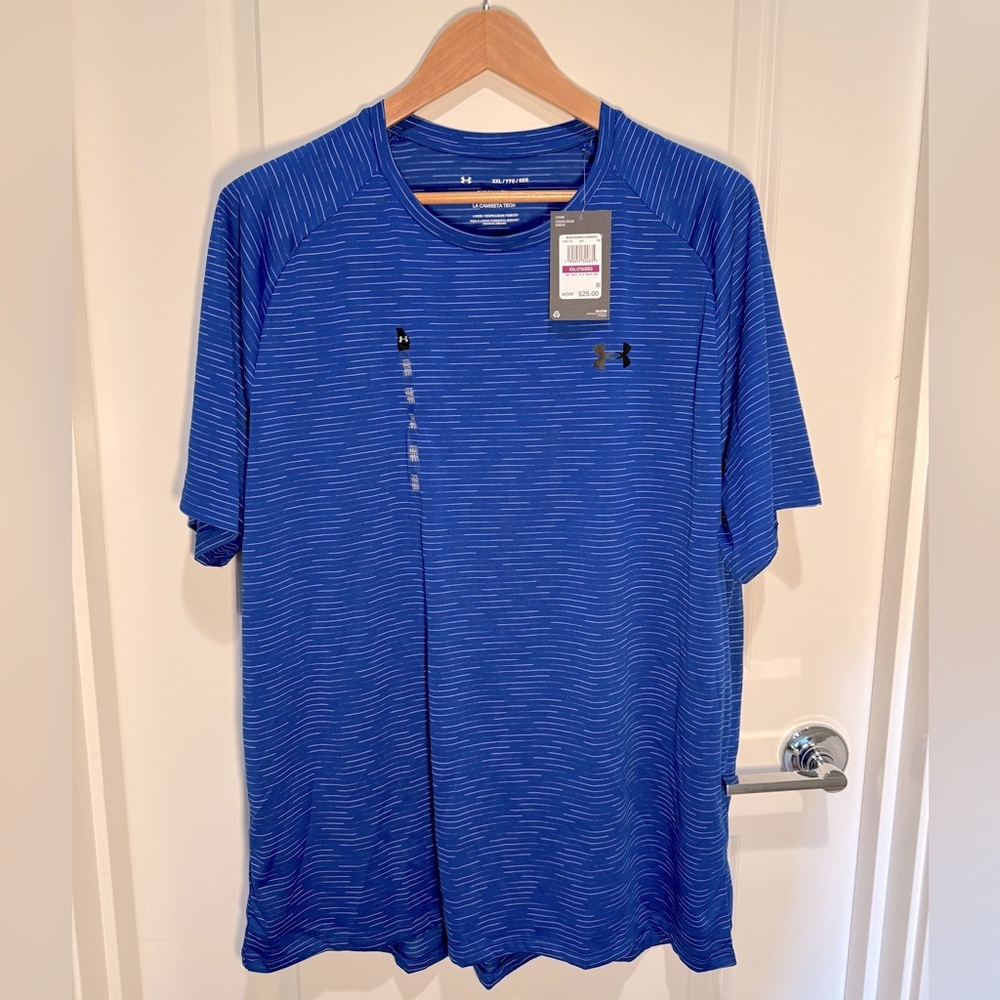 UNDER ARMOUR - Blue Striped Tech Tee - Men’s 2XL - NWT